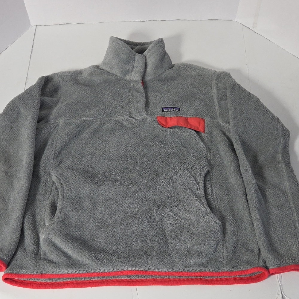 Patagonia Womens Re-tool Snap-T Pullover Grey Nickel X-dye W/shock Pink Trim